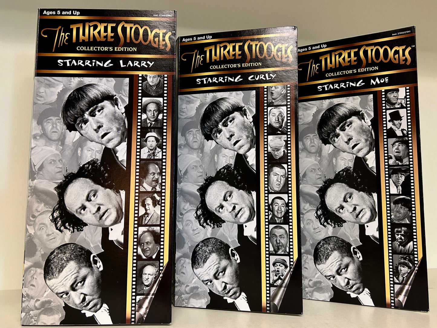 Hasbro The Three Stooges Collector's Doll Set, 14" Tall Larry, Moe & Curly, IOB