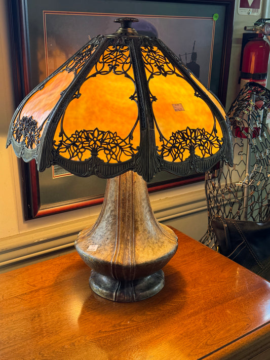 Antique Slag Glass Table Lamp