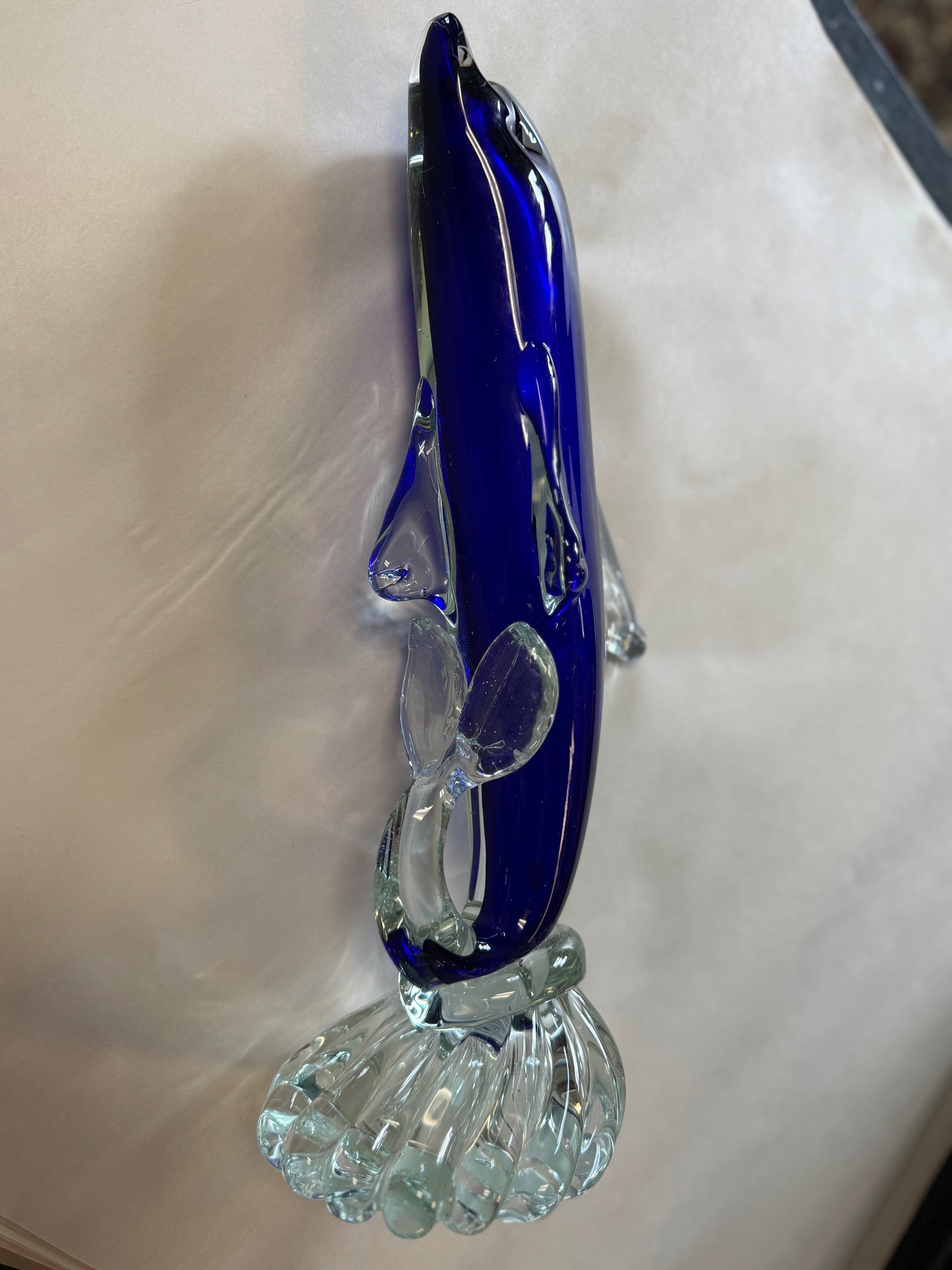 Murano Glass Cobalt Blue Dolphin Figurine