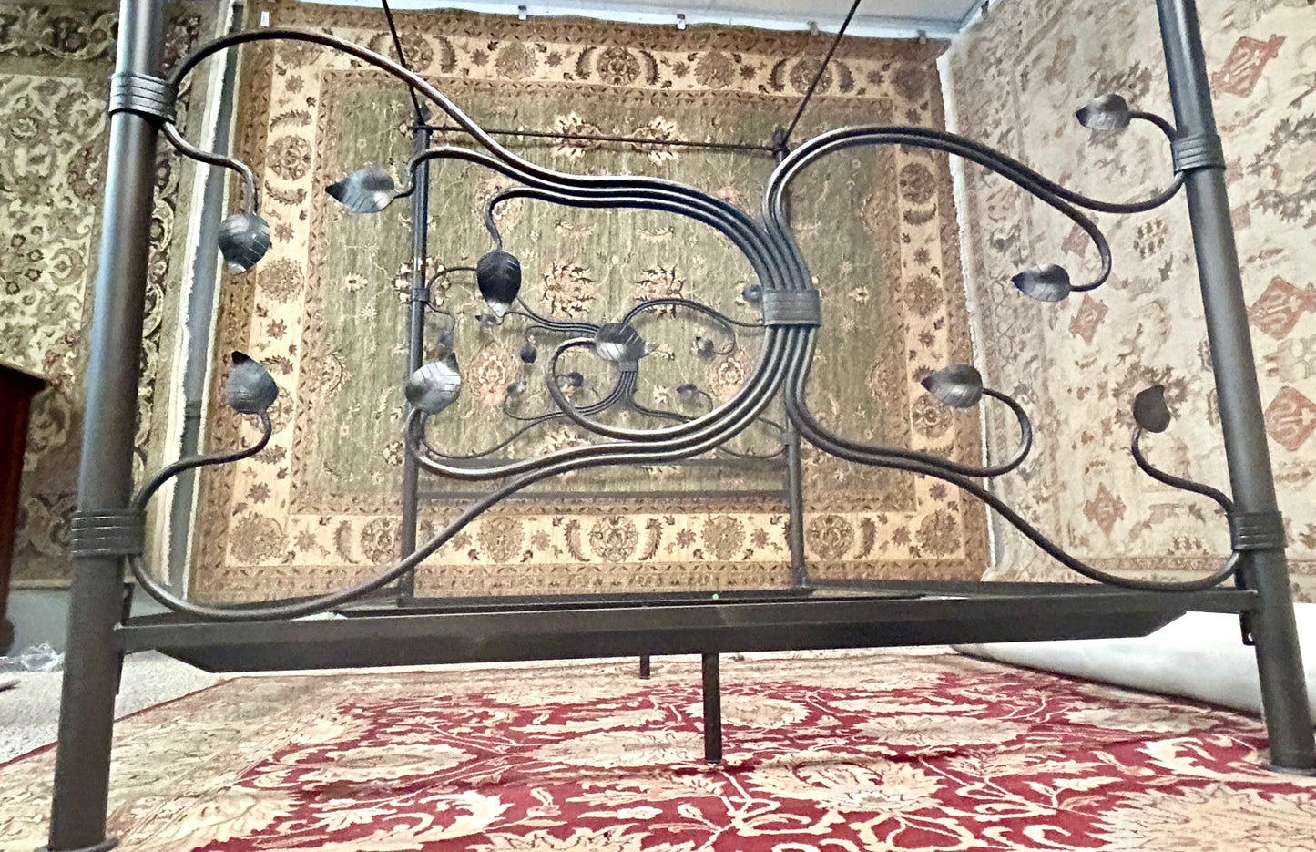 Eden Isle Iron Canopy Artisan Blacksmith Crafted Double Bed By Stone County Ironworks, USA