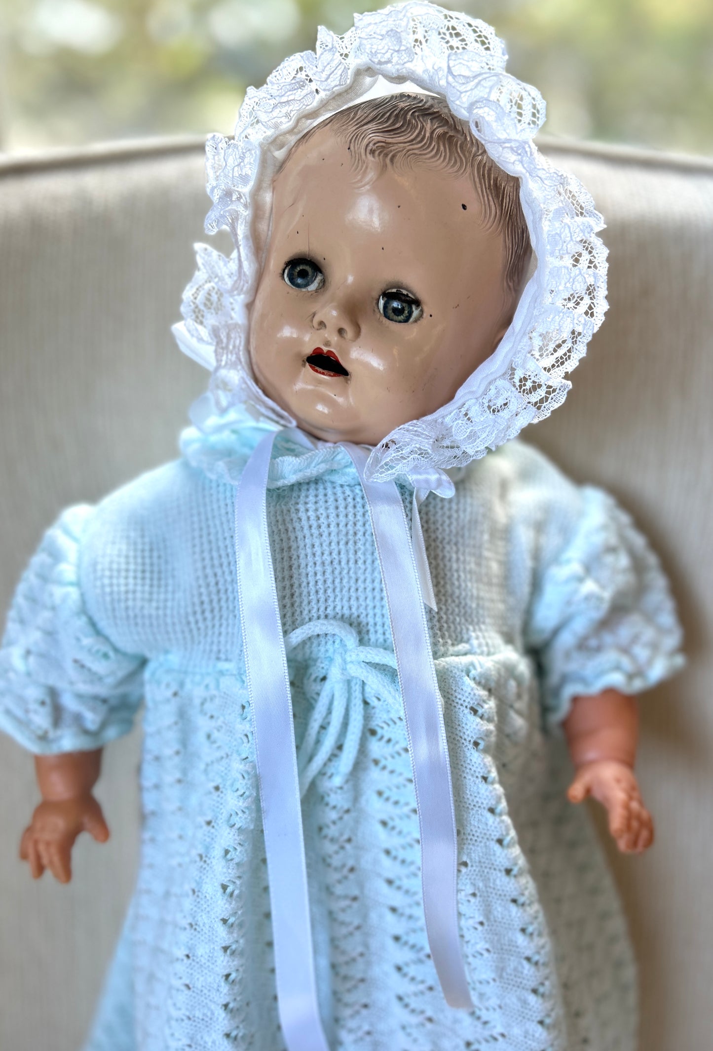 1940s Baby Doll by Ideal, Molded Hair, Sleep Eyes, Cries, 20" Long