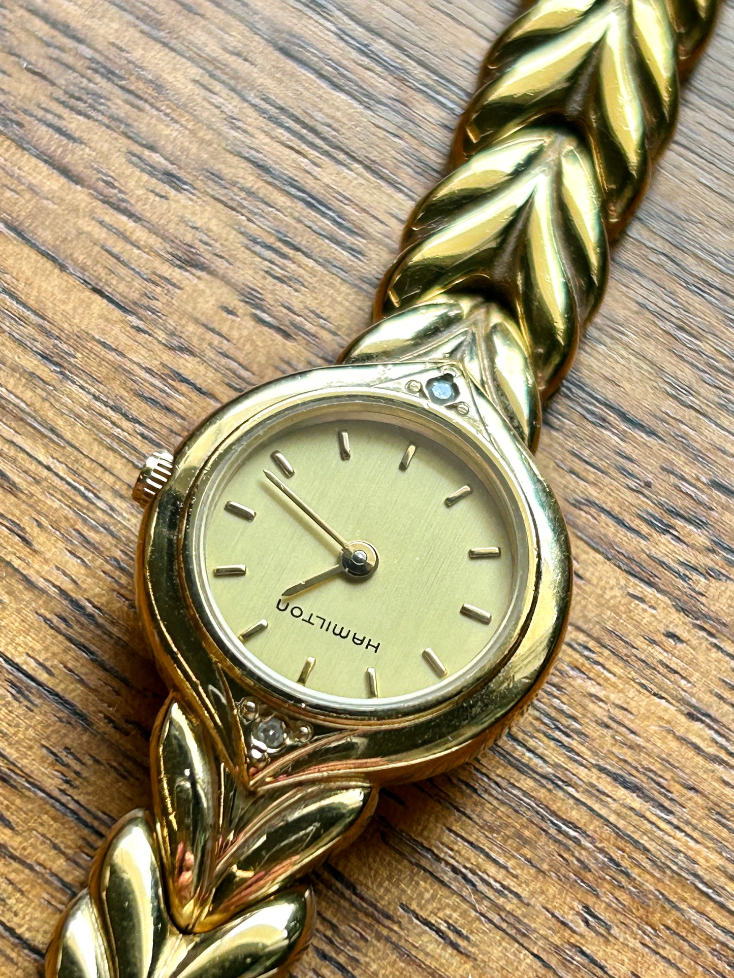 Ladies Vintage Hamilton Masterpiece Watch, Gold with Diamonds, in Original Presentation Box