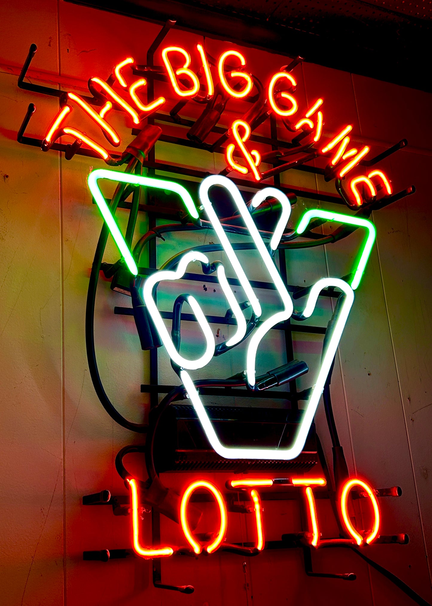 Neon Sign, Virginia Lotto, The Big Game & Lottery, 28" x 23" Light