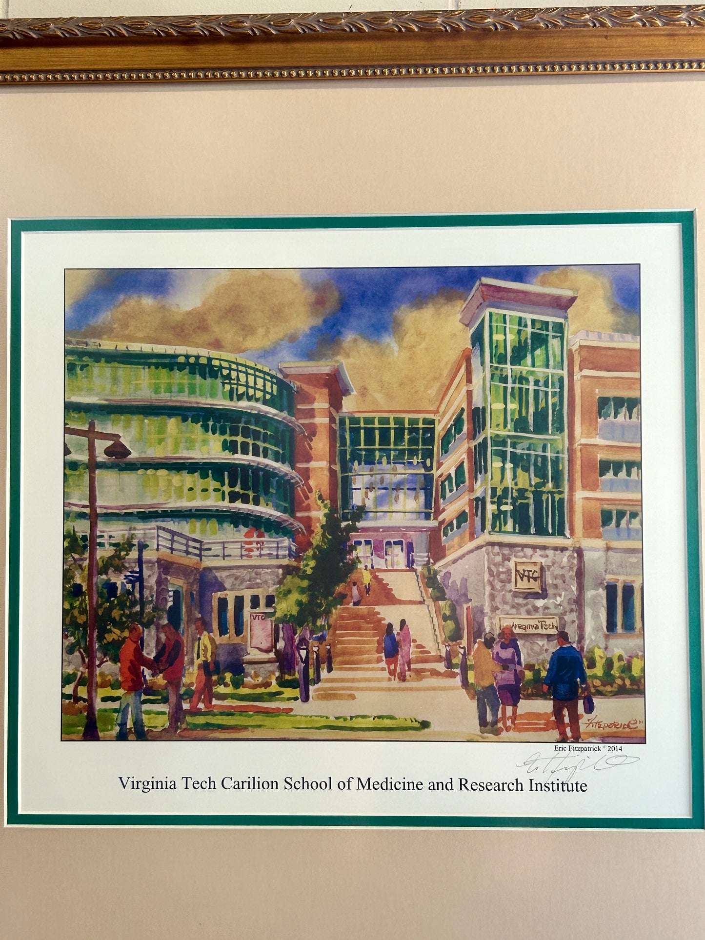 Signed Print, Virginia Tech Carilion School of Medicine and Research Institute, Eric Fitzpatrick, 20", Custom Matted and Framed