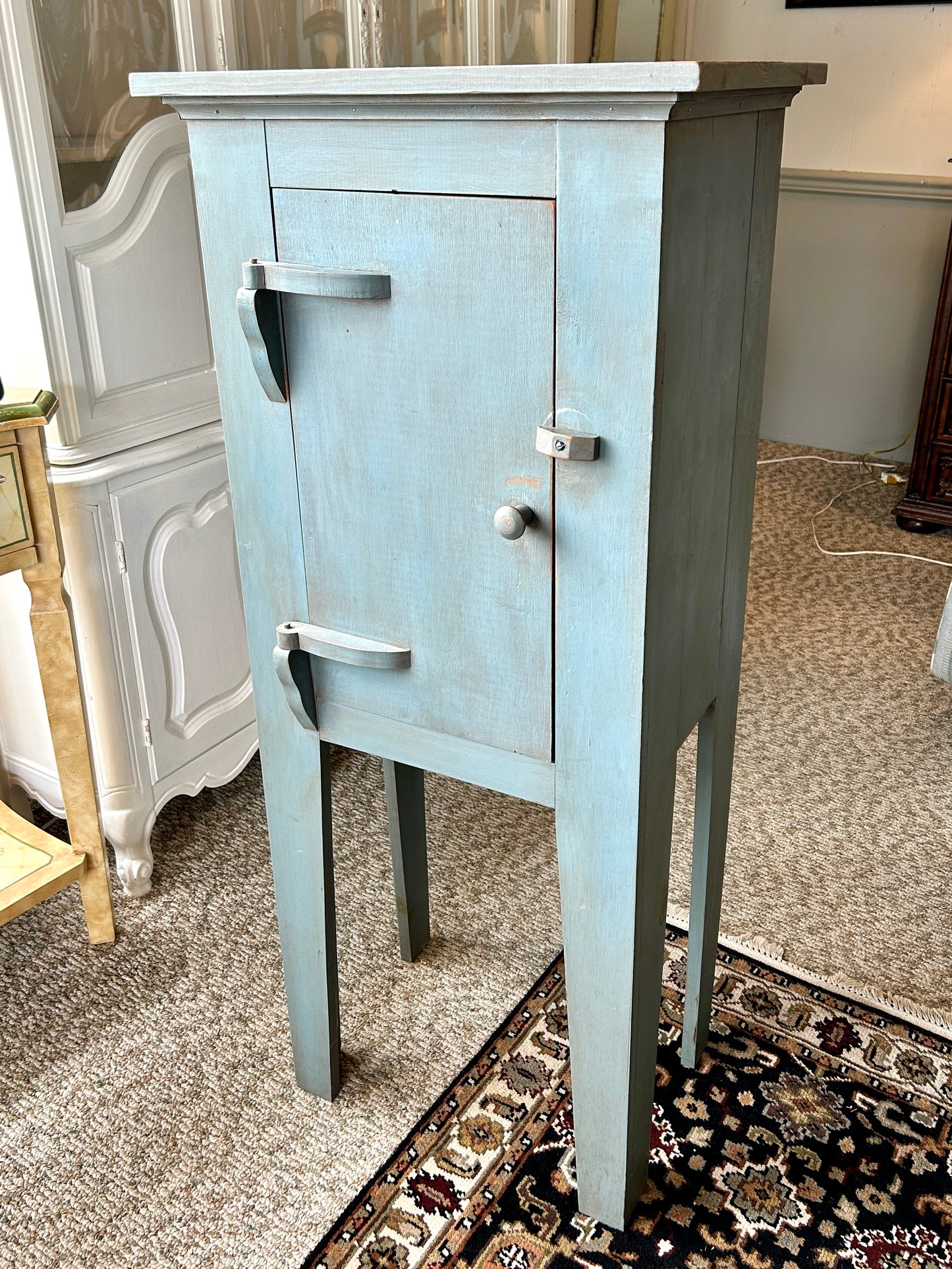 Primitive Solid Wood Jelly Cupboard with Icebox Style Door, 49" Tall