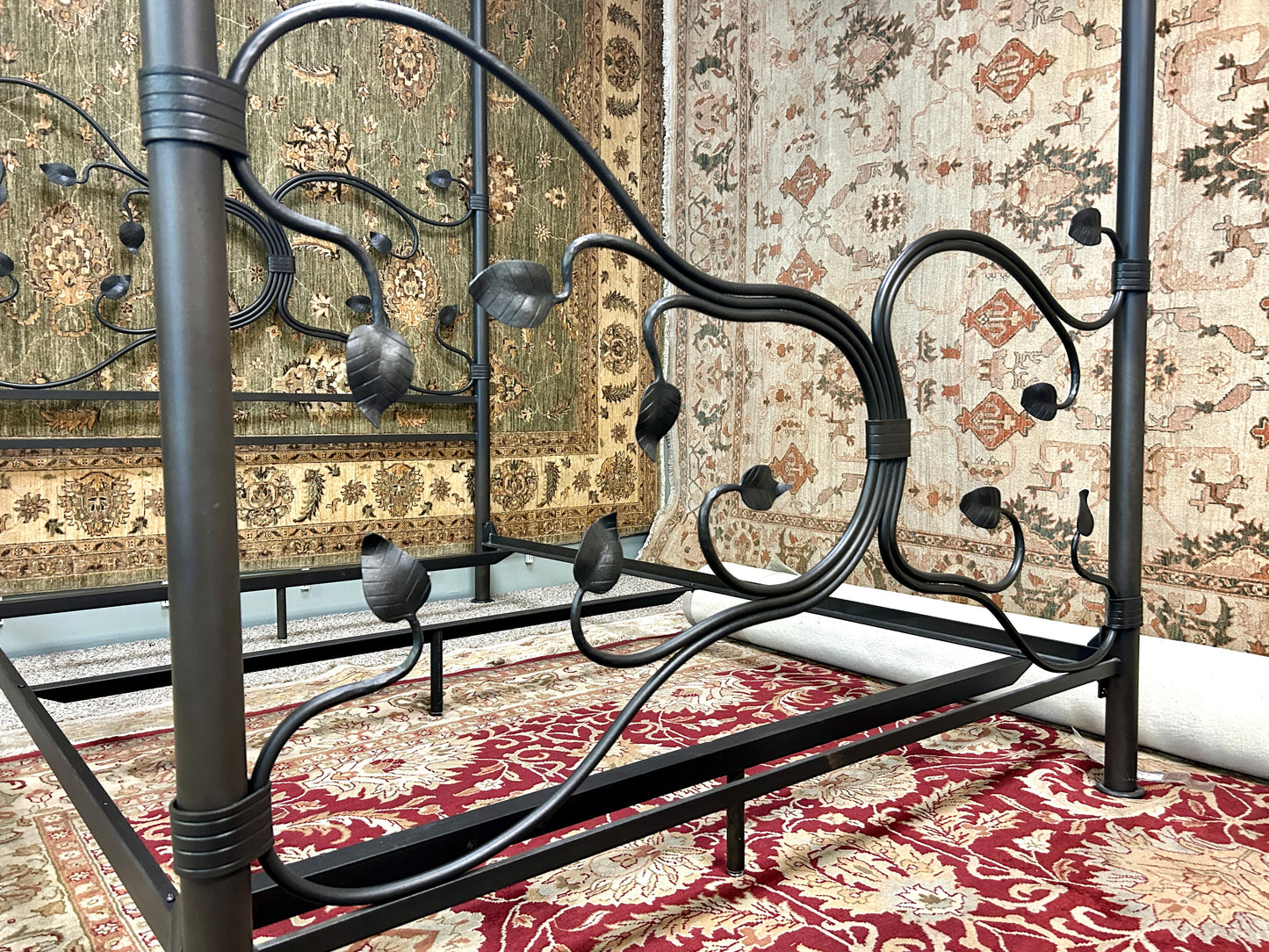 Eden Isle Iron Canopy Artisan Blacksmith Crafted Double Bed By Stone County Ironworks, USA