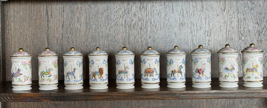 Set Of Ten Lenox Carousel Spice Jars
