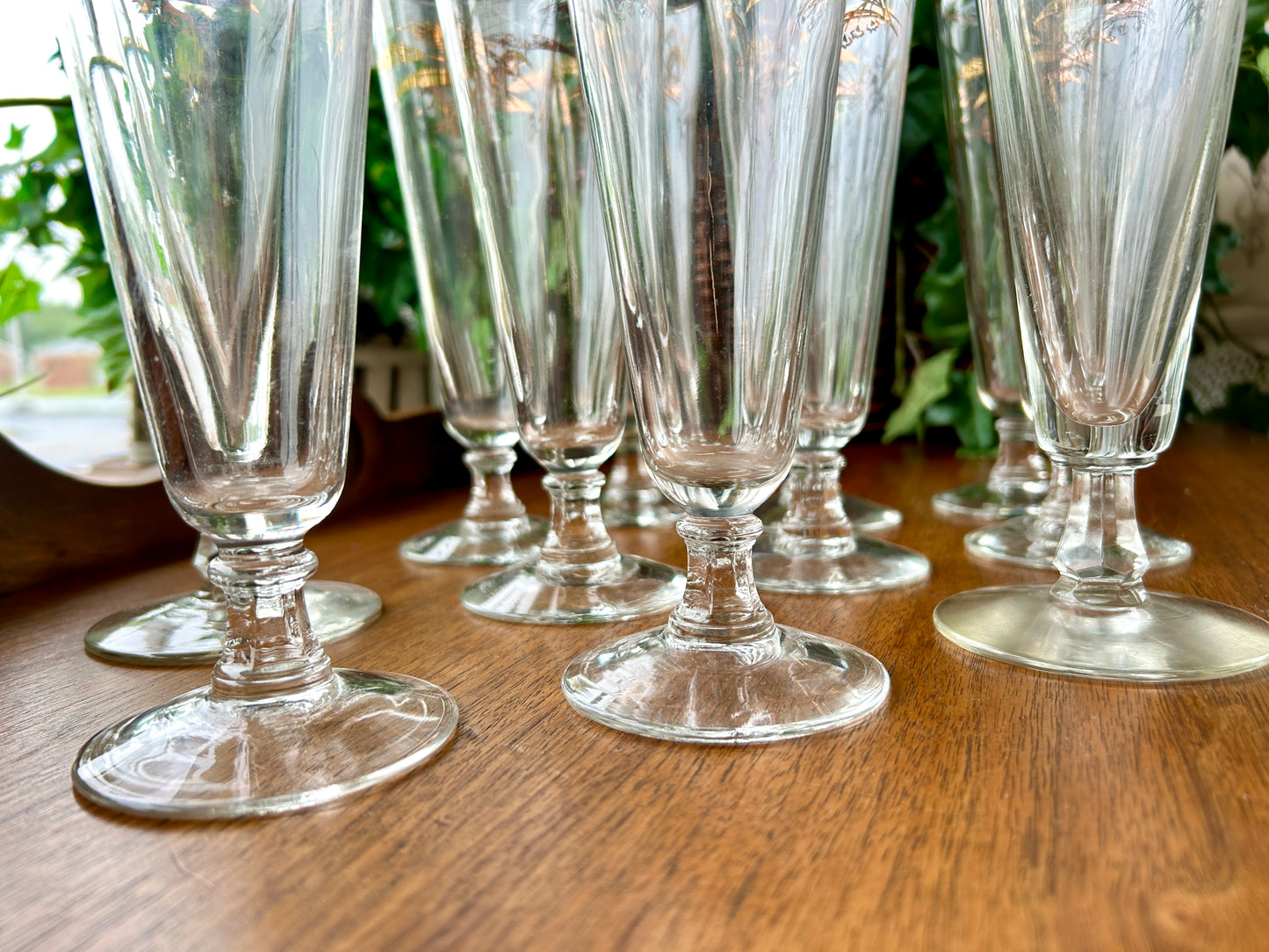 11 Mid Century Pilsner Glasses, Golden Wheat Cocktail Glasses