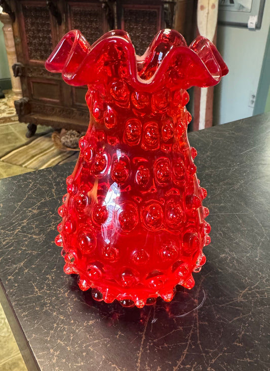 Red Hobnail Vase