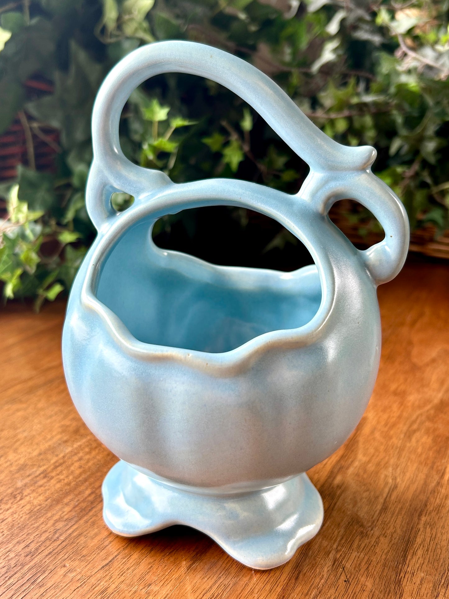 Antique 1930's Weller Art Pottery "Cameo Rose" Blue Glaze, Circa 1935-39. By Weller Pottery of Zanesville, Ohio