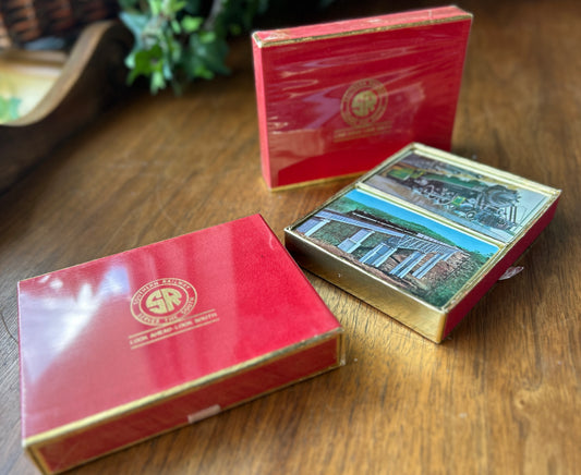 Lot of 2 Vintage Southern Railway Playing Card Sets in Flocked Gift/Presentation Boxes, 1970s