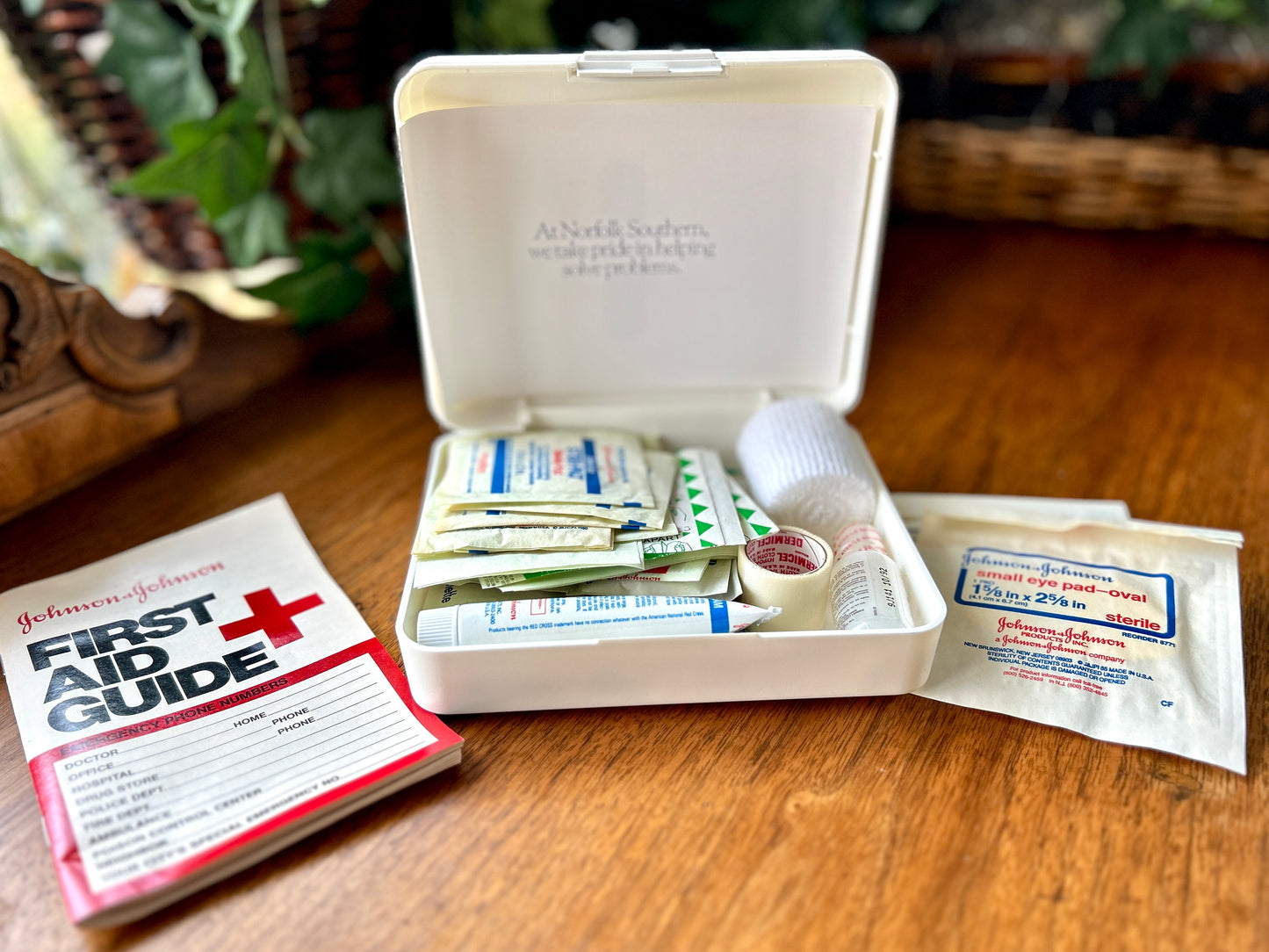 Vintage Norfolk Southern Railroad First Aid Kit, with Supplies, 1970s