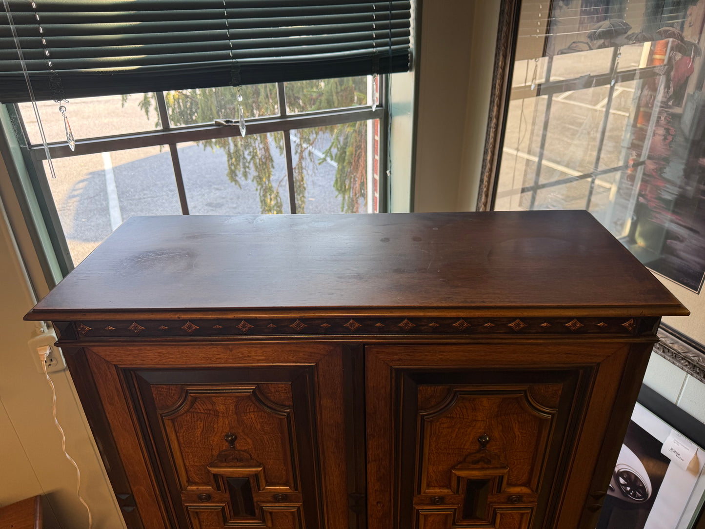 English Jacobean Antique Berkey And Gay Walnut Bookcase Or Bar